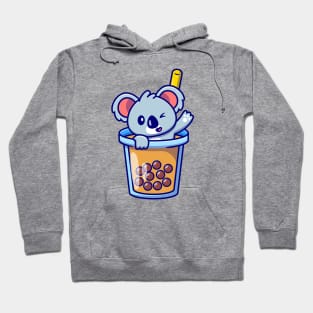 Cute Koala Waving In Boba Milk Tea Cup Hoodie